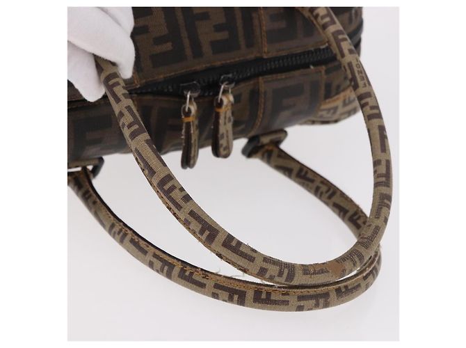 FENDI Boston Bag Zucca Canvas Schwarz Braun Auth 188433 - Ansicht 7