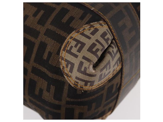 FENDI Boston Bag Zucca Canvas Schwarz Braun Auth 188433 - Ansicht 9