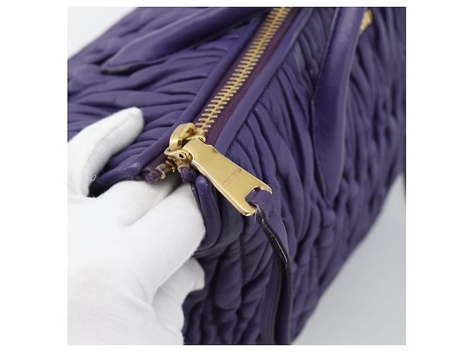 Borsa Miu Miu in pelle 2way Viola Oro Auth BA13576V D'oro Porpora - vista 10