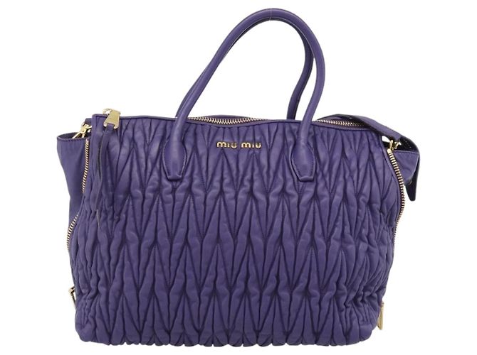 Borsa Miu Miu in pelle 2way Viola Oro Auth BA13576V D'oro Porpora - vista 13