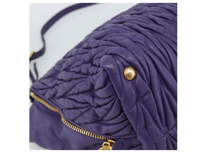 Borsa Miu Miu in pelle 2way Viola Oro Auth BA13576V D'oro Porpora - vista 16