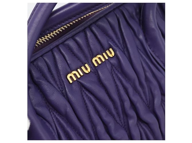 Borsa Miu Miu in pelle 2way Viola Oro Auth BA13576V D'oro Porpora - vista 19