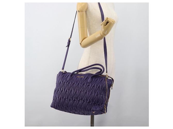 Borsa Miu Miu in pelle 2way Viola Oro Auth BA13576V D'oro Porpora - vista 26