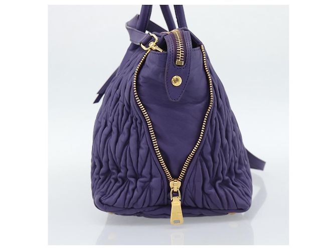 Borsa Miu Miu in pelle 2way Viola Oro Auth BA13576V D'oro Porpora - vista 4