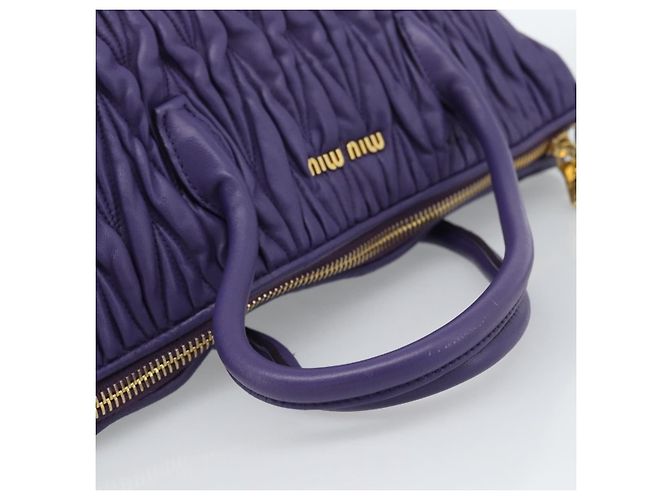 Borsa Miu Miu in pelle 2way Viola Oro Auth BA13576V D'oro Porpora - vista 7