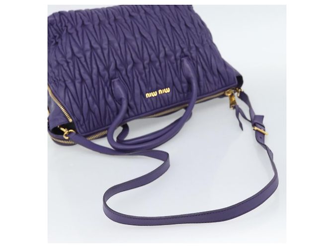 Borsa Miu Miu in pelle 2way Viola Oro Auth BA13576V D'oro Porpora - vista 8