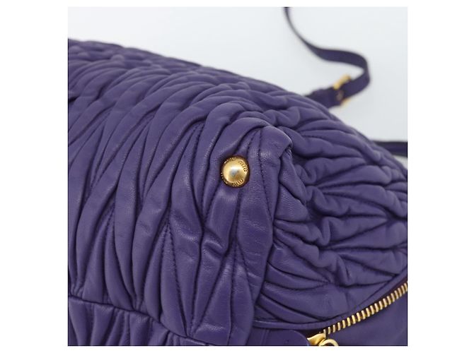 Borsa Miu Miu in pelle 2way Viola Oro Auth BA13576V D'oro Porpora - vista 9