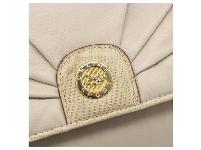 Céline Borsa a Spalla CELINE in Pelle Avorio Oro Auth 187413A D'oro Crudo - vista 17