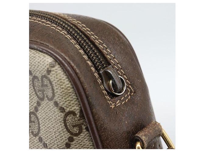Borsa GUCCI GG Supreme Web Sherry Line in PVC Beige Oro 116 02 089 Auth 187415 D'oro - vista 10