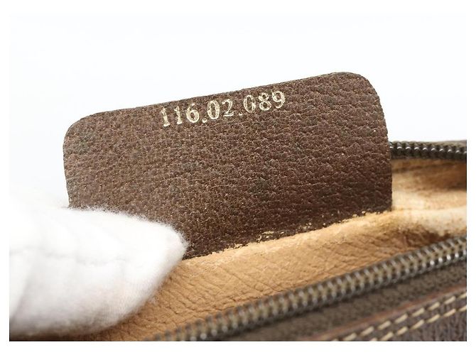 Borsa GUCCI GG Supreme Web Sherry Line in PVC Beige Oro 116 02 089 Auth 187415 D'oro - vista 12