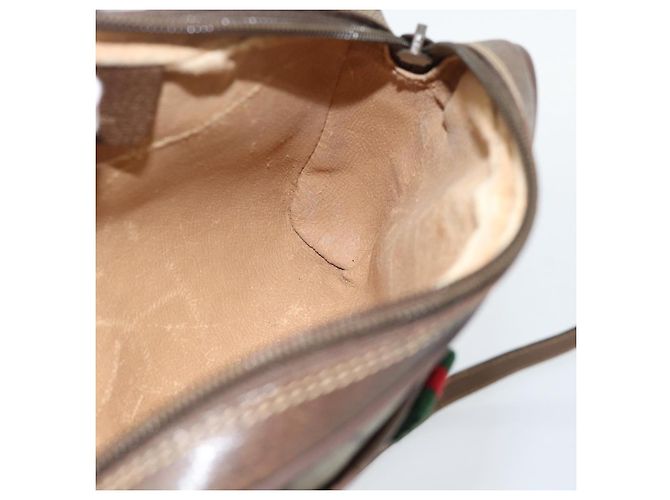 Borsa GUCCI GG Supreme Web Sherry Line in PVC Beige Oro 116 02 089 Auth 187415 D'oro - vista 19