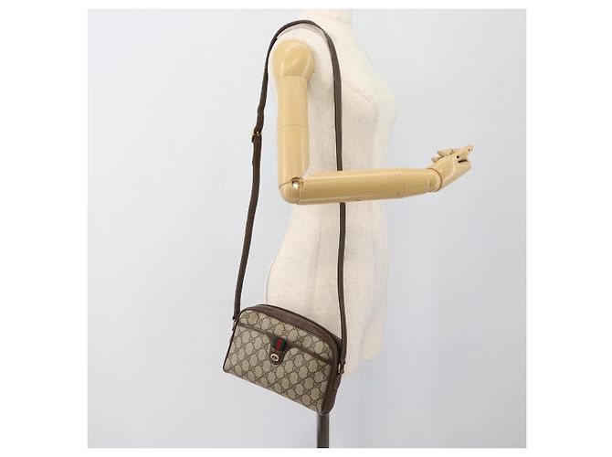 Borsa GUCCI GG Supreme Web Sherry Line in PVC Beige Oro 116 02 089 Auth 187415 D'oro - vista 22