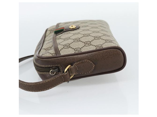 Borsa GUCCI GG Supreme Web Sherry Line in PVC Beige Oro 116 02 089 Auth 187415 D'oro - vista 3