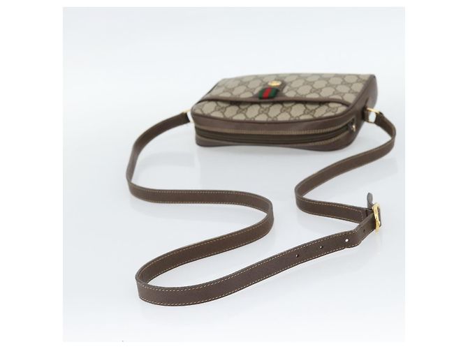 Borsa GUCCI GG Supreme Web Sherry Line in PVC Beige Oro 116 02 089 Auth 187415 D'oro - vista 7