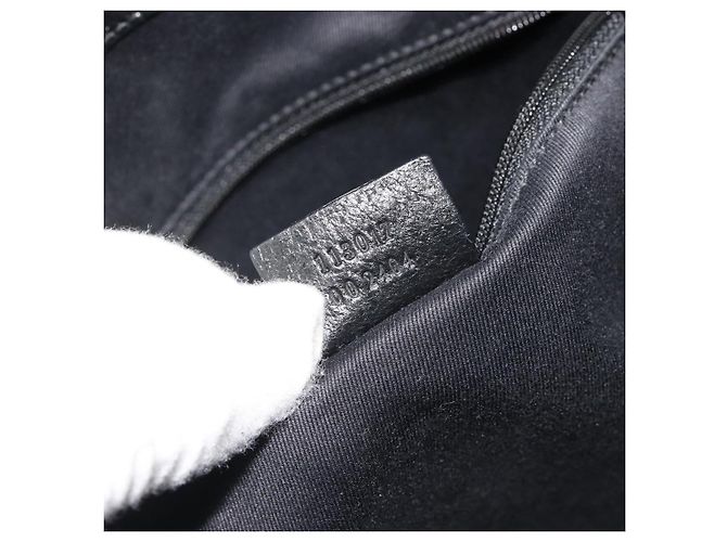 Borsa a Mano GUCCI GG Canvas Nera Argento 113017 Auth BA13508 Nero - vista 12