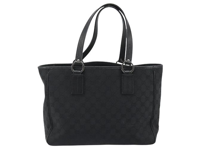 Borsa a Mano GUCCI GG Canvas Nera Argento 113017 Auth BA13508 Nero - vista 2