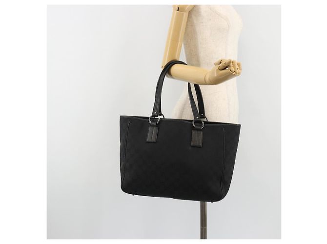 Borsa a Mano GUCCI GG Canvas Nera Argento 113017 Auth BA13508 Nero - vista 22