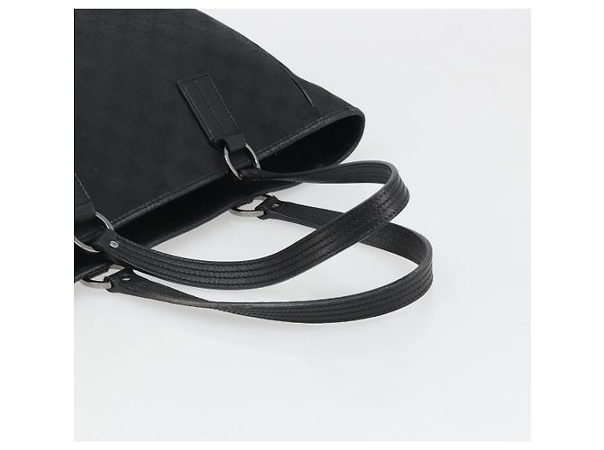 Borsa a Mano GUCCI GG Canvas Nera Argento 113017 Auth BA13508 Nero - vista 7