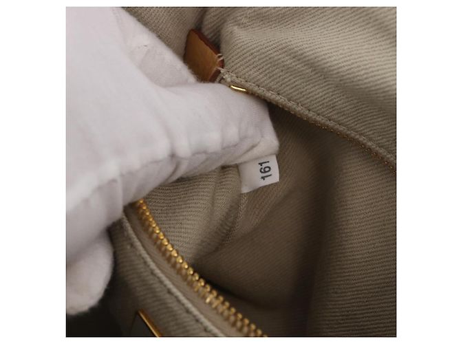 PRADA Canapa MM Handtasche Canvas Grau Gold Auth ka4948 Braun Golden - Ansicht 12