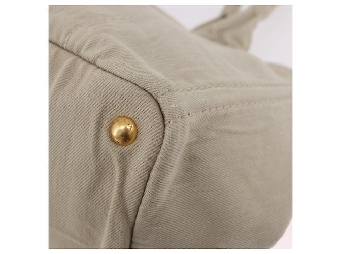 PRADA Canapa MM Handtasche Canvas Grau Gold Auth ka4948 Braun Golden - Ansicht 16