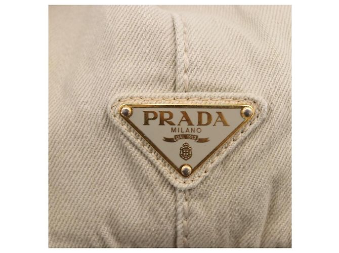 PRADA Canapa MM Handtasche Canvas Grau Gold Auth ka4948 Braun Golden - Ansicht 17