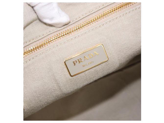 PRADA Canapa MM Handtasche Canvas Grau Gold Auth ka4948 Braun Golden - Ansicht 18
