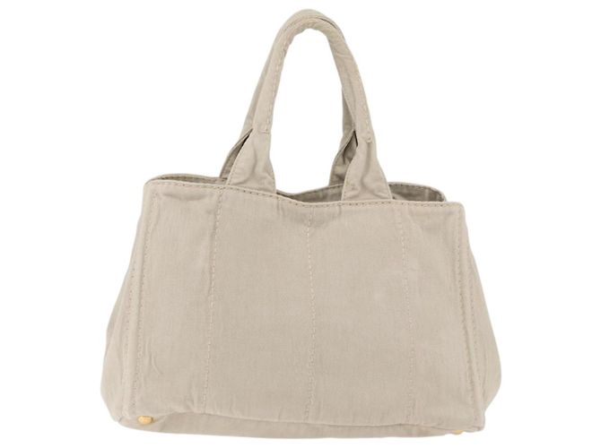 PRADA Canapa MM Handtasche Canvas Grau Gold Auth ka4948 Braun Golden - Ansicht 2