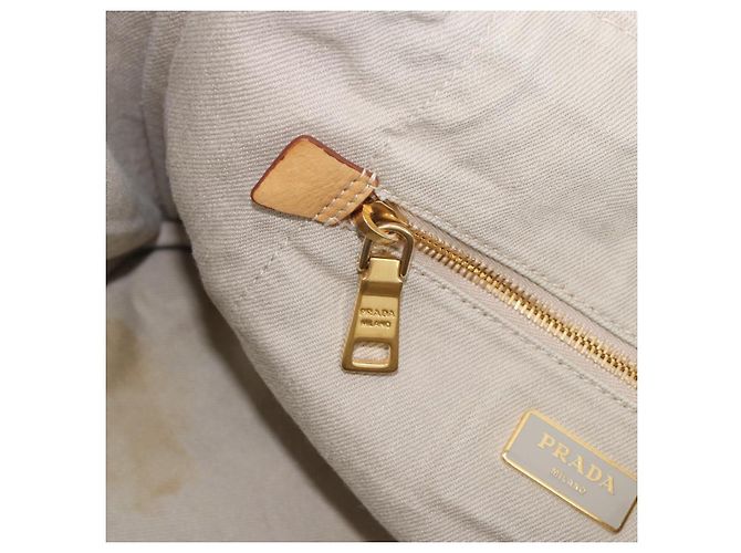 PRADA Canapa MM Handtasche Canvas Grau Gold Auth ka4948 Braun Golden - Ansicht 21