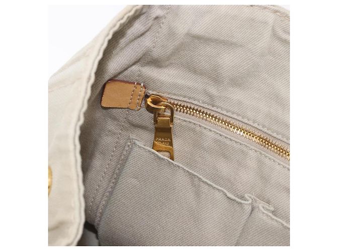 PRADA Canapa MM Handtasche Canvas Grau Gold Auth ka4948 Braun Golden - Ansicht 23