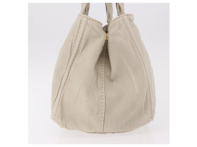 PRADA Canapa MM Handtasche Canvas Grau Gold Auth ka4948 Braun Golden - Ansicht 3