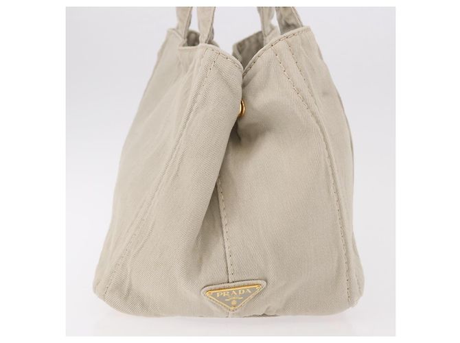 PRADA Canapa MM Handtasche Canvas Grau Gold Auth ka4948 Braun Golden - Ansicht 4