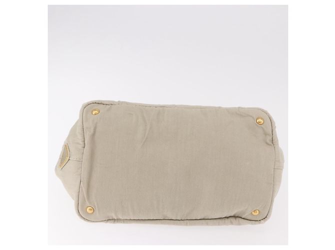 PRADA Canapa MM Handtasche Canvas Grau Gold Auth ka4948 Braun Golden - Ansicht 5