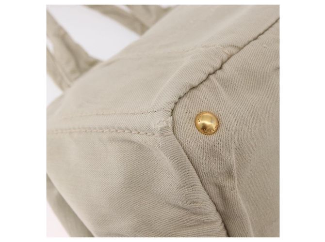PRADA Canapa MM Handtasche Canvas Grau Gold Auth ka4948 Braun Golden - Ansicht 9