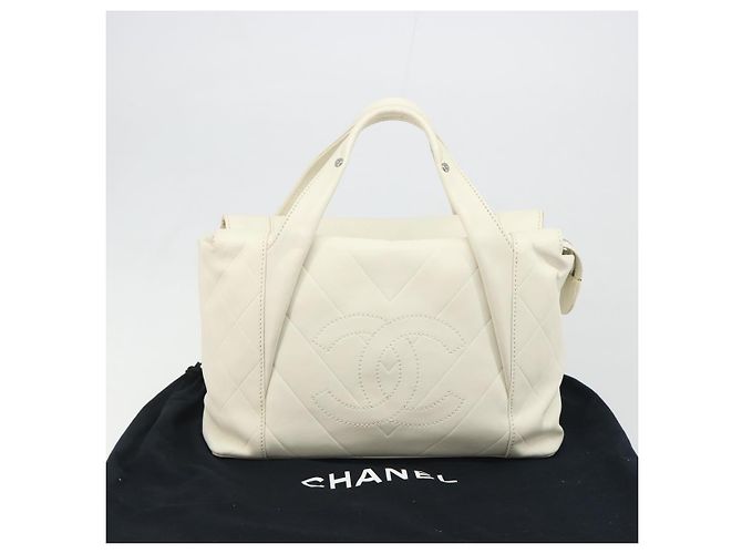 Borsa CHANEL V Stitch in pelle di agnello bianca argento CC Auth BA13606V Bianco - vista 12