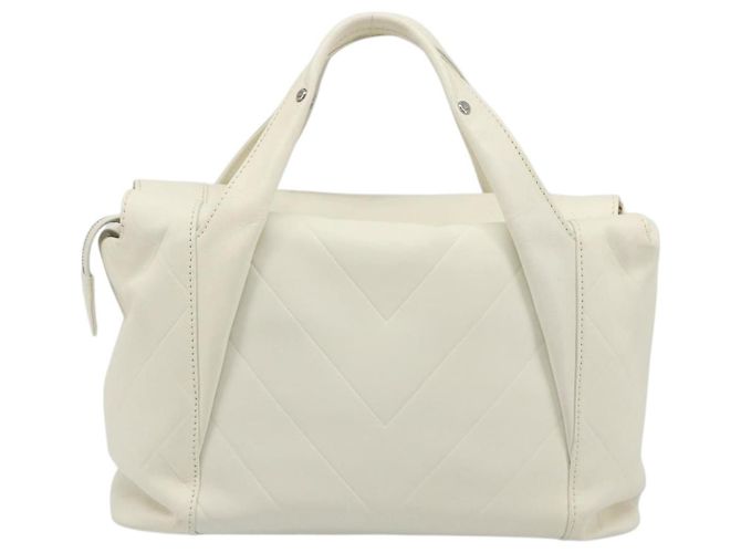 Borsa CHANEL V Stitch in pelle di agnello bianca argento CC Auth BA13606V Bianco - vista 2