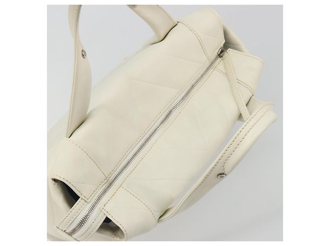 Borsa CHANEL V Stitch in pelle di agnello bianca argento CC Auth BA13606V Bianco - vista 6
