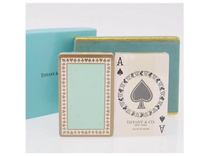 Autre Marque TIFFANY&Co. Jeu de cartes en papier Bleu Vert Auth BA13631A - vue 8