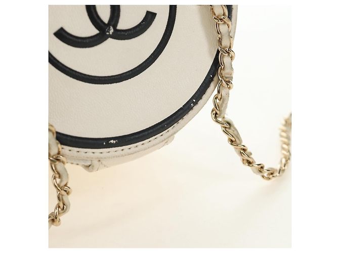 CHANEL Matelasse Chain Vanity Bag aus Lammleder Weiß Gold CC Authentisch 188894SAM Golden - Ansicht 16