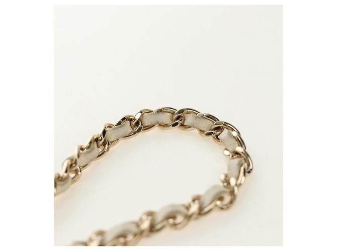 CHANEL Matelasse Chain Vanity Bag aus Lammleder Weiß Gold CC Authentisch 188894SAM Golden - Ansicht 17