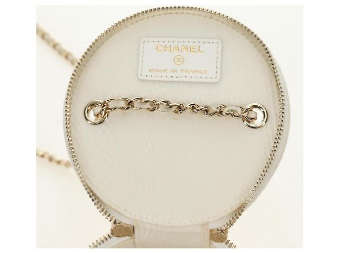 CHANEL Matelasse Chain Vanity Bag aus Lammleder Weiß Gold CC Authentisch 188894SAM Golden - Ansicht 25