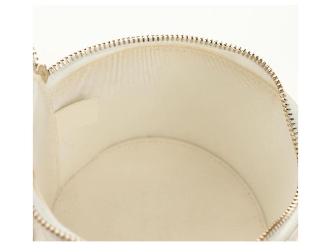 CHANEL Matelasse Chain Vanity Bag aus Lammleder Weiß Gold CC Authentisch 188894SAM Golden - Ansicht 27