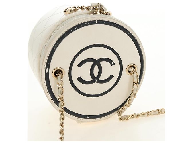 CHANEL Matelasse Chain Vanity Bag aus Lammleder Weiß Gold CC Authentisch 188894SAM Golden - Ansicht 7