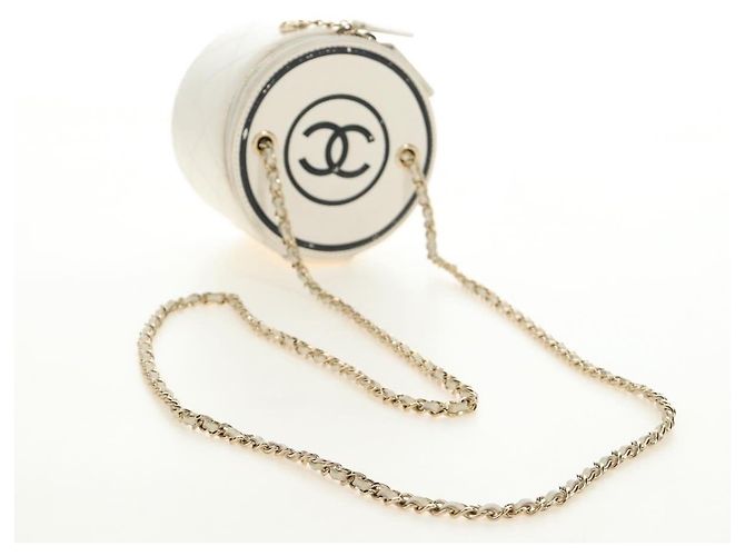 CHANEL Matelasse Chain Vanity Bag aus Lammleder Weiß Gold CC Authentisch 188894SAM Golden - Ansicht 9
