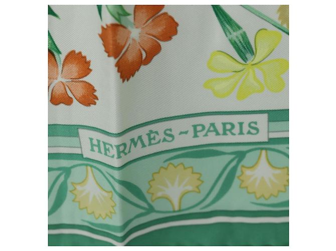 Hermès HERMES Carré 90 Schal "OEillets sauvages et autres" Seide Grün Auth yk20596M - Ansicht 14