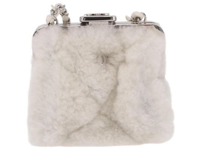 CHANEL Matelasse Chain Shoulder Bag Bore White Silver CC Auth 187487SAM Argento Bianco - vista 13