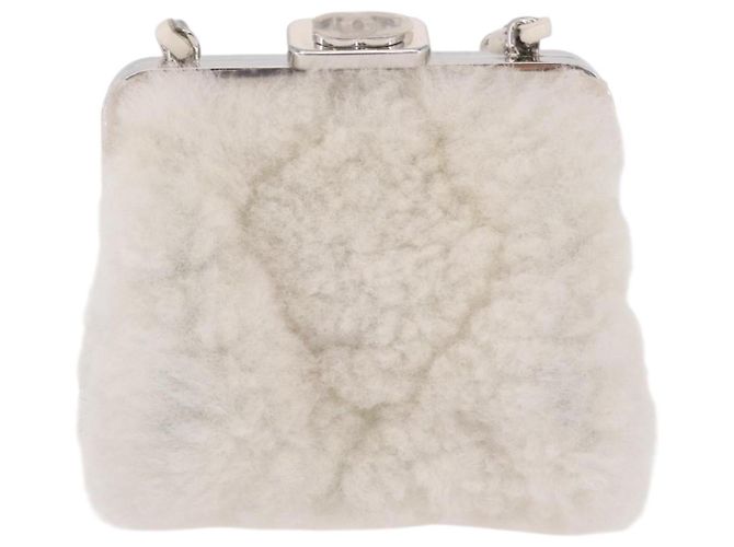 CHANEL Matelasse Chain Shoulder Bag Bore White Silver CC Auth 187487SAM Argento Bianco - vista 2