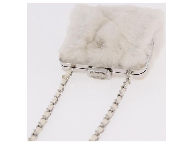 CHANEL Matelasse Chain Shoulder Bag Bore White Silver CC Auth 187487SAM Argento Bianco - vista 6