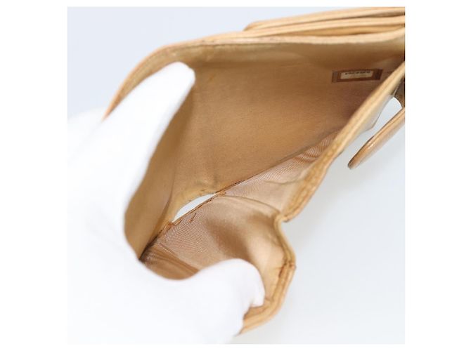 Cartera Bifold CHANEL en Piel Caviar Beige Oro CC Auth 187885 Dorado - vista 10