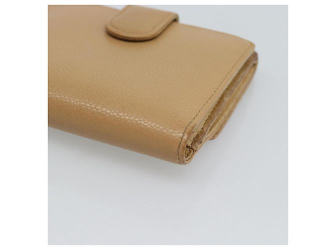 Cartera Bifold CHANEL en Piel Caviar Beige Oro CC Auth 187885 Dorado - vista 16