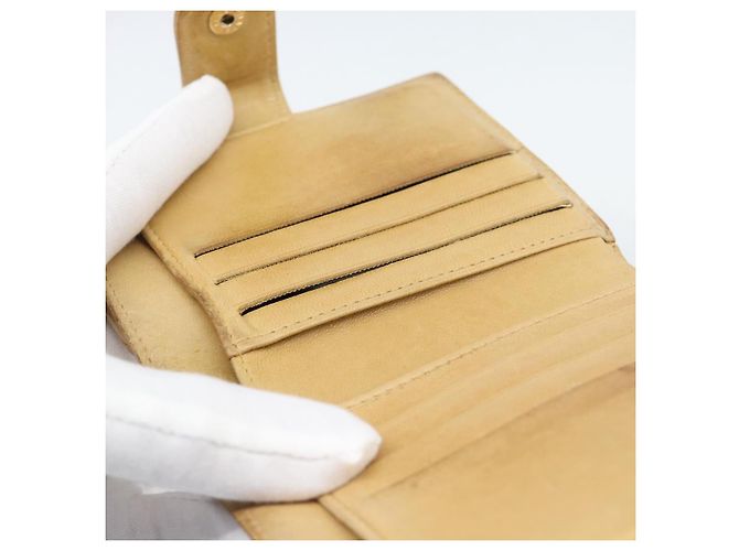 Cartera Bifold CHANEL en Piel Caviar Beige Oro CC Auth 187885 Dorado - vista 20